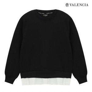 [발렌시아 주니어]와플 레이어드 맨투맨 블랙