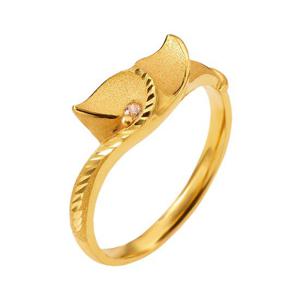 [한국금다이아몬드] 여자 순금 반지 무광 고래 꼬리 큐빅 24K 3.75g 애끼