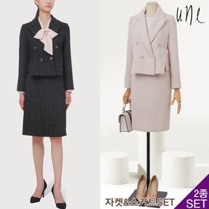 [une] [SET][77까지]사이드슬릿트위드자켓+스커트SET