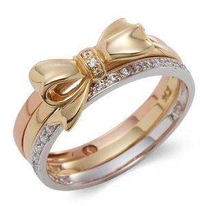 [비앤비골드] 14K 윈드 리본 가드링 세줄 반지 세트 NPR35364