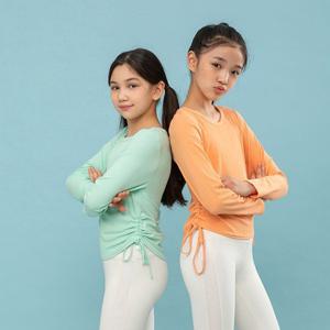 [요가피기](YP50221)셔링 디테일 골지 롱 슬리브/키즈 어린이 운동 필라테스 요가복