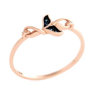 [비앤비골드] 18K 고래꼬리 청큐빅 꼬임 반지 SRS35744