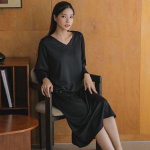 제인 원피스 긴팔 박시 롱원피스 피치기모 잠옷 홈웨어 3oclors