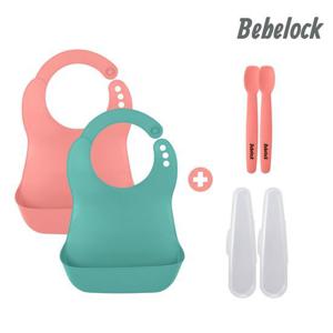 [베베락]엘파 이유식 턱받이(2P)+실리콘스푼 1단계(2P)