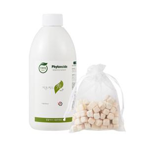 국내산피톤치드 편백수 편백오일 천연탈취제 리필500ml+편백큐브