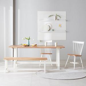 [모던하우스] 코니 원목 테이블 내추럴화이트4인벤치세트+체어2