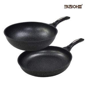 키친아트 첼로 주물후라이팬 마블코팅 후라이팬세트 2종D 후30+웍30
