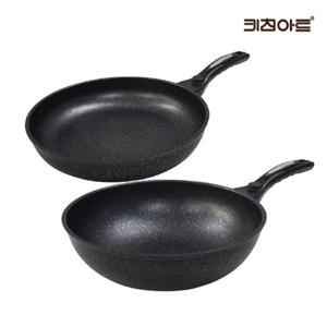 키친아트 첼로 주물후라이팬 마블코팅 후라이팬세트 2종F 후28+웍30