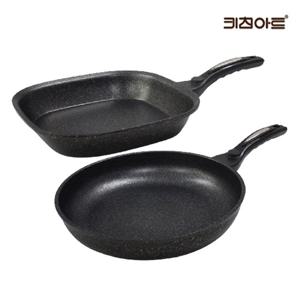 키친아트 첼로 주물후라이팬 마블코팅 후라이팬세트 2종G 후28+사각후27