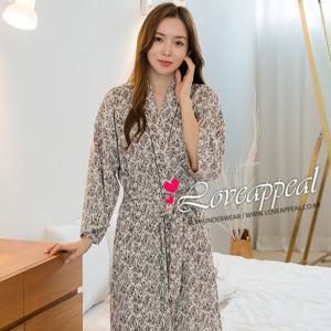 [러브어필] 국산 실크느낌 브라운플라워 여자 로브가운(WSG9555)