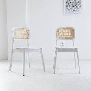 베스트리빙 밀크 인테리어 카페 라탄 원목 식탁 의자 2개