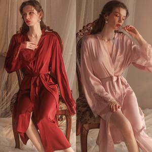 럭셔리 블루트 피어 실크 가운슬립