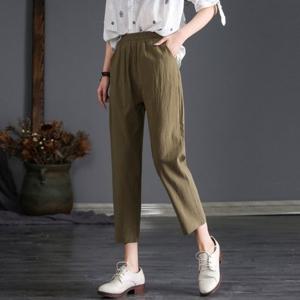 [제라카] 시원한 린넨 팬츠 8부바지 여름 편한 밴딩바지 MDP672