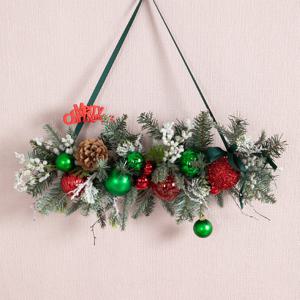 크리스마스 가랜드 벽장식 우드 라인 그린 50cm 소품 벽걸이 데코 행사 촬영