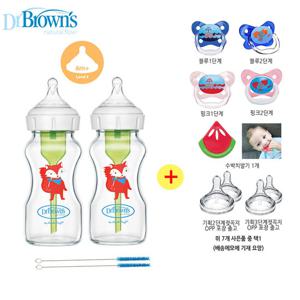 닥터브라운 와이드넥옵션스플러스 데코 폭스 유리젖병 270ml