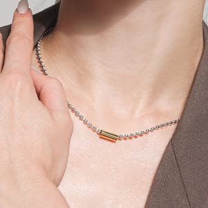 제이로렌 실버볼 체인 골드 루프 목걸이 N01085