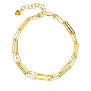 [한국금다이아몬드] 여자 순금 팔찌 두줄레이어드 클립 24K 3.75g 18K장식