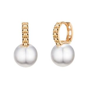 [모아르] 18K 귀걸이 원터치 더블 사각 컷팅 핵진주