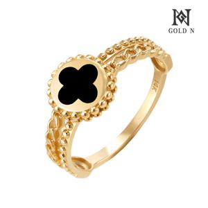 골드앤 14K 엠보 클로랑 천연오닉스 두줄 반지 8mm