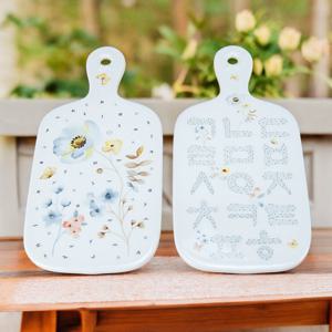 [웹셀] 한글그릇 도자기 도마(플라워/글자 선택1)/플레이팅접시