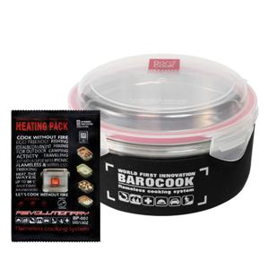 바로쿡 캠핑 발열 보온 원형용기 900ml+리필용 발열팩 50g 세트