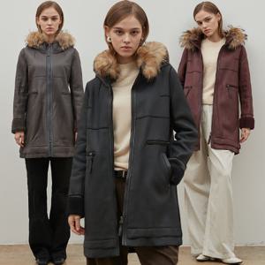 르오트 윈터에디션 천연라쿤퍼 트리밍 후드 코트