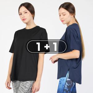 베키 여자 요가복 필라테스 반팔 티셔츠 2장 세트 힙커버 롱티