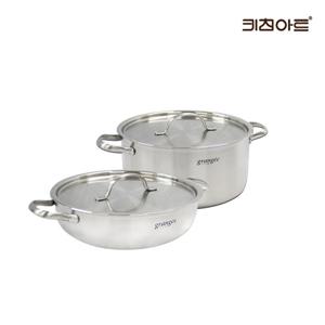 키친아트 그랑제 인덕션용냄비 통3중 304스텐 냄비세트 2종G 양20+전24