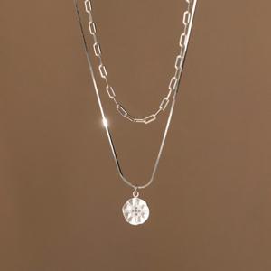 에르모사제이 N076 실버 925 코인 두줄 뱀줄 체인 은 목걸이