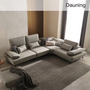 [가죽클리너증정][다우닝] 클라임 4인 코너 리프트업 전체 천연가죽 소파+스툴