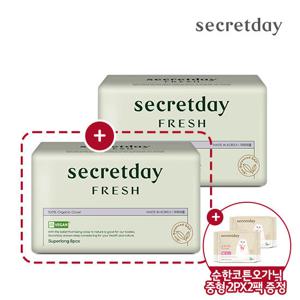 시크릿데이 유기농 프레쉬 슈퍼롱 오버나이트 2팩+순한코튼 4P