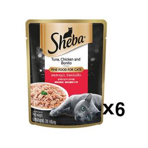 쉬바 파우치 70g 참치와치킨 X6 고양이주식 습식사료