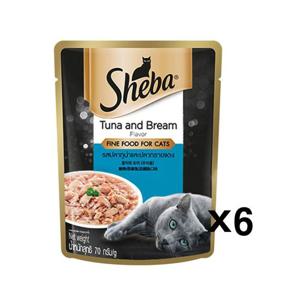 쉬바 파우치 70g 참치와도미 X6 고양이주식 습식사료