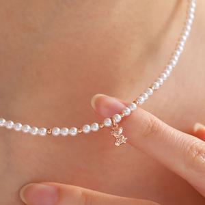 쥬릭스 14K 금볼 미니 베어 곰펜던트 진주목걸이 JGN0025