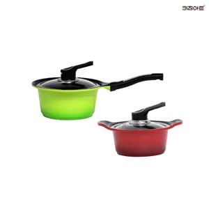 키친아트 S100G 주물냄비 세라믹코팅 냄비세트 2종G 양16+편18