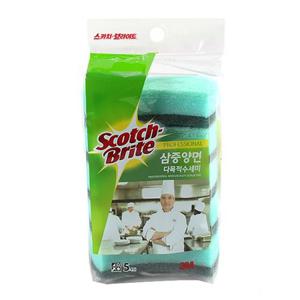 다목적수세미 3M 스카치브라이트 삼중양면 5p MD100DB