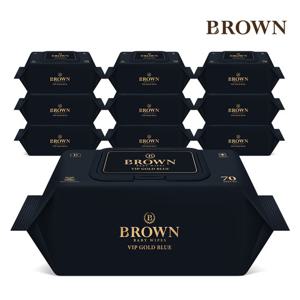 [브라운]VIP 골드 블루 아기물티슈 70매 캡 10팩