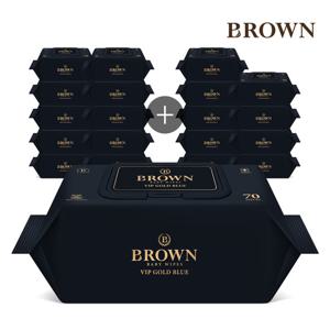 [브라운]VIP 골드 블루 아기물티슈 70매 캡 10+10팩