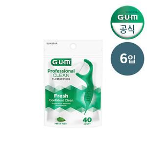 GUM 검 치과 손잡이형 스마트 일회용 치실(40p) 891 6개입