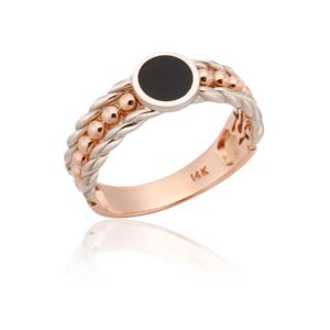 [비앤비골드] 14K 원형 오닉스 꼬임 레이어드 반지 SRS37379