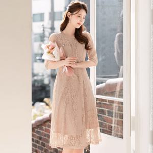 [시크라인] 르카드 레이스 플레어 원피스