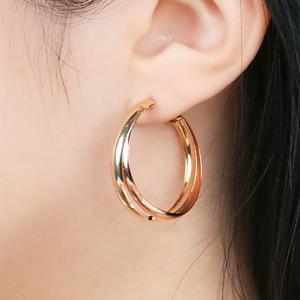 아이비골드 14K  파이프 2중 링 귀걸이 GE209030