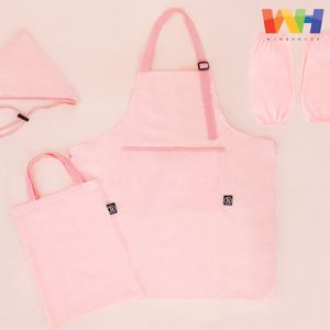 앞치마세트 로이도이 핑키 미술 요리 방수 토시 두건 유아 아동