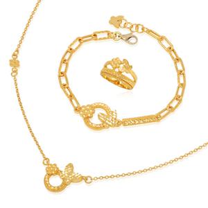 [골드모아] 여자 순금 목걸이 팔찌 반지 세트 37.5g [플라워 나비]