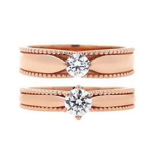 [비앤비골드] 14K 원형 큐빅 볼가드링 커플링 반지세트 DMC37559