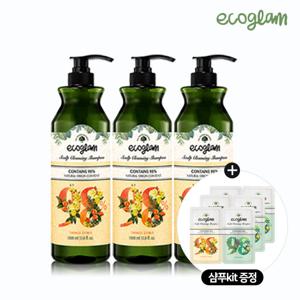 [에코글램] 스칼프 클렌징 샴푸 3병 (민트3/시트러스3 택 1)