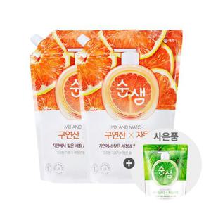 [애경]순샘 구연산 자몽 리필 1.2L 2개+주방세제 200ml