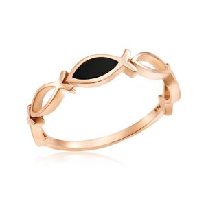 [비앤비골드] 14K 오닉스 라인 물고기 반지 NPR37615