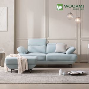 [리뷰이벤트]우아미가구 젠 3인 아쿠아텍스 패브릭 소파+스툴 2color