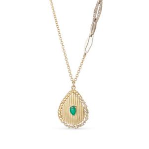[도로시] 14k 물방울 에메랄드 다이아몬드 목걸이